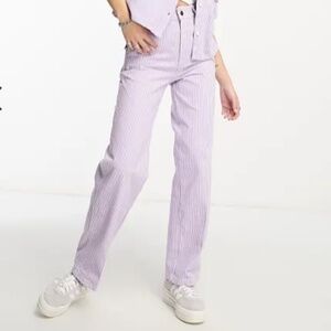 Dickies Regular Fit Hickory Women’s Size 29X29 Zipper Fly Purple Striped Pants